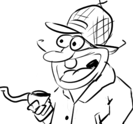 Doodle of Noise in a classic detective outfit with a tobacco pipe