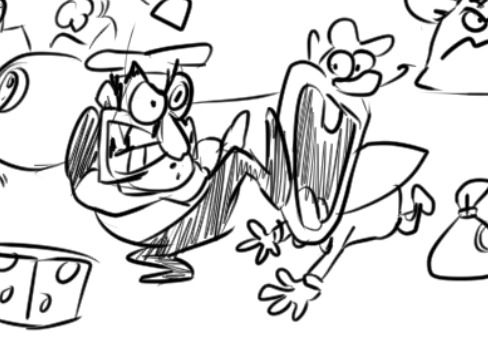 Doodle of Noise and Peppino fighting, while Peppino looks mad and Noise is amused