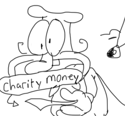 Doodle of Noise stealing charity money