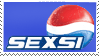 Stamp with Pepsi logo saying Sexsi